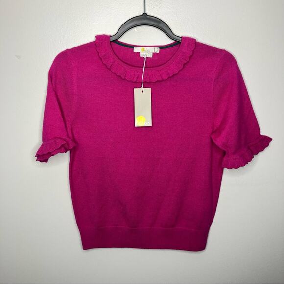 NWT BODEN Merino Knitted T-shirt Sweater Hot Pink Merino Wool 2 - Picture 3 of 7